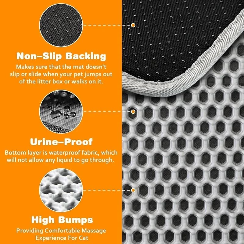 Cat Litter Mat Heavy Duty Waterproof 2 Layer Non Slip Washable Pet Floor Protector Litter Box Sand Stopper Pet Product - 4