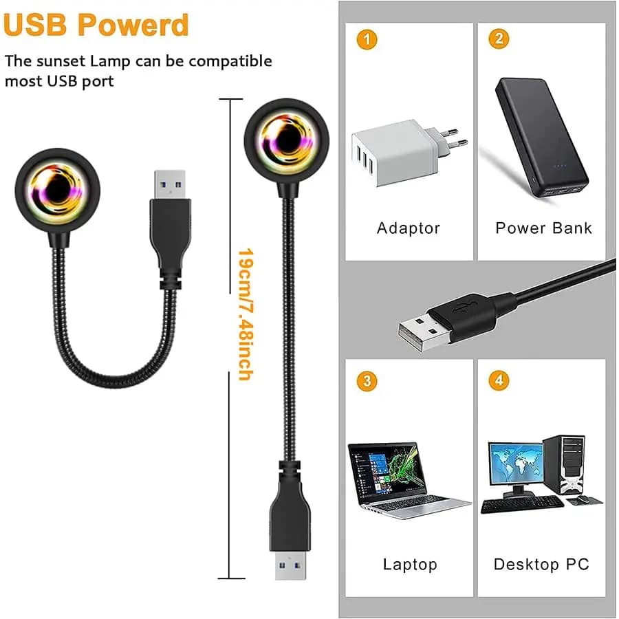 مصباح غروب الشمس الذكي Tuya بروجكتور USB LED إضاءة ليلية مع تحكم عن بعد عبر تطبيق بلوتوث إضاءة جو للمزاج للتصوير - 6