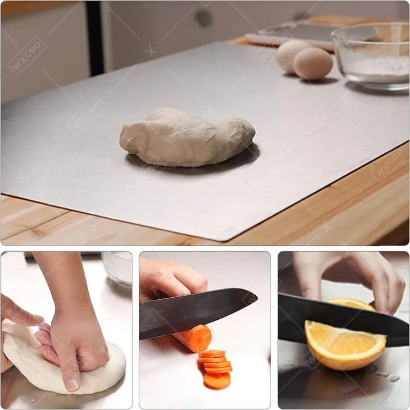 304 Stainless Steel Cutting Board Food Grade Chopping Boards Heavy Duty Kitchen Boards Anti-Slip Mat for Meat Vegetables Bread - 4