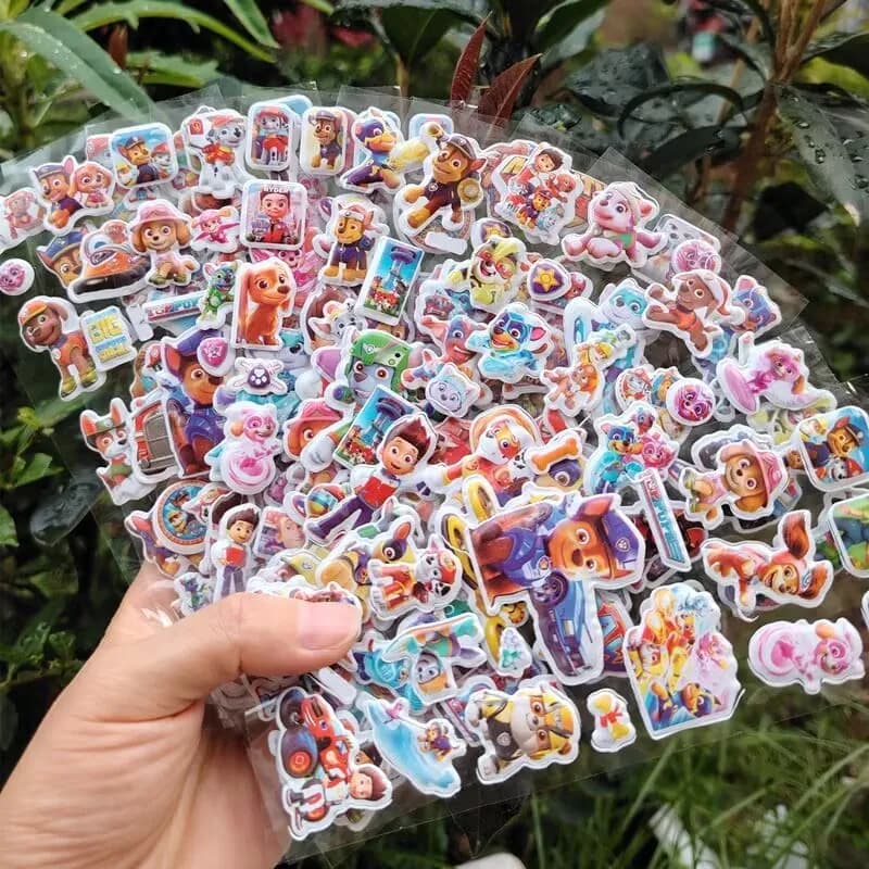12Sheets Paw Patrol Bubble Stickers Cute Cartoon Patrol Anime Figure Ryder Marshall Skye 3D Sticker Kids Birthday Party Supplies - 3