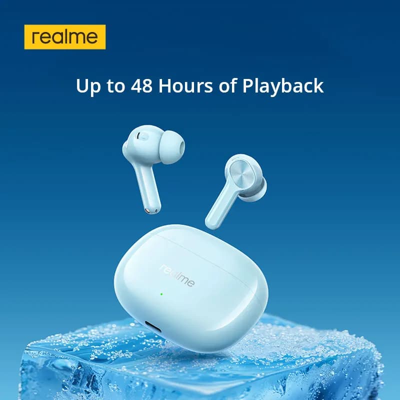 realme Buds T200x TWS Earphones 25dB Active Noise Cancellation 12.4mm Dynamic Bass Driver Up to 48 Hours of Playback IP55 - 6