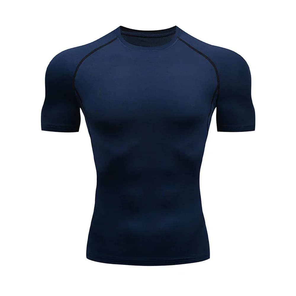Men's Bodybuilding Sports Tight T-shirt Summer Compression O-Neck T Shirt Gym Fitness Quick Dry Running Tshirt Male Workout Tops - 4