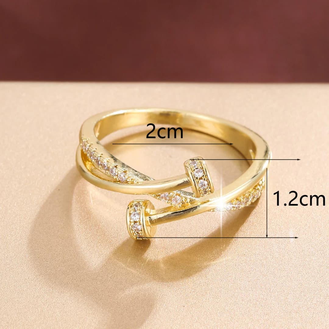 خاتم أنيق فاخر على شكل مسمار ملتوي، مجوهرات نسائية للحفلات والهدايا - 4