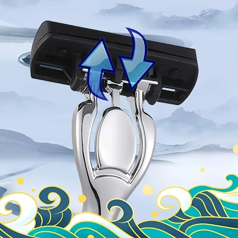 شفرة حلاقة آمنة عالية الجودة للرجال، 6 طبقات من الفولاذ المقاوم للصدأ الألماني، شفرات حلاقة يدوية مع رأس قاطع قابل للاستبدال - 6