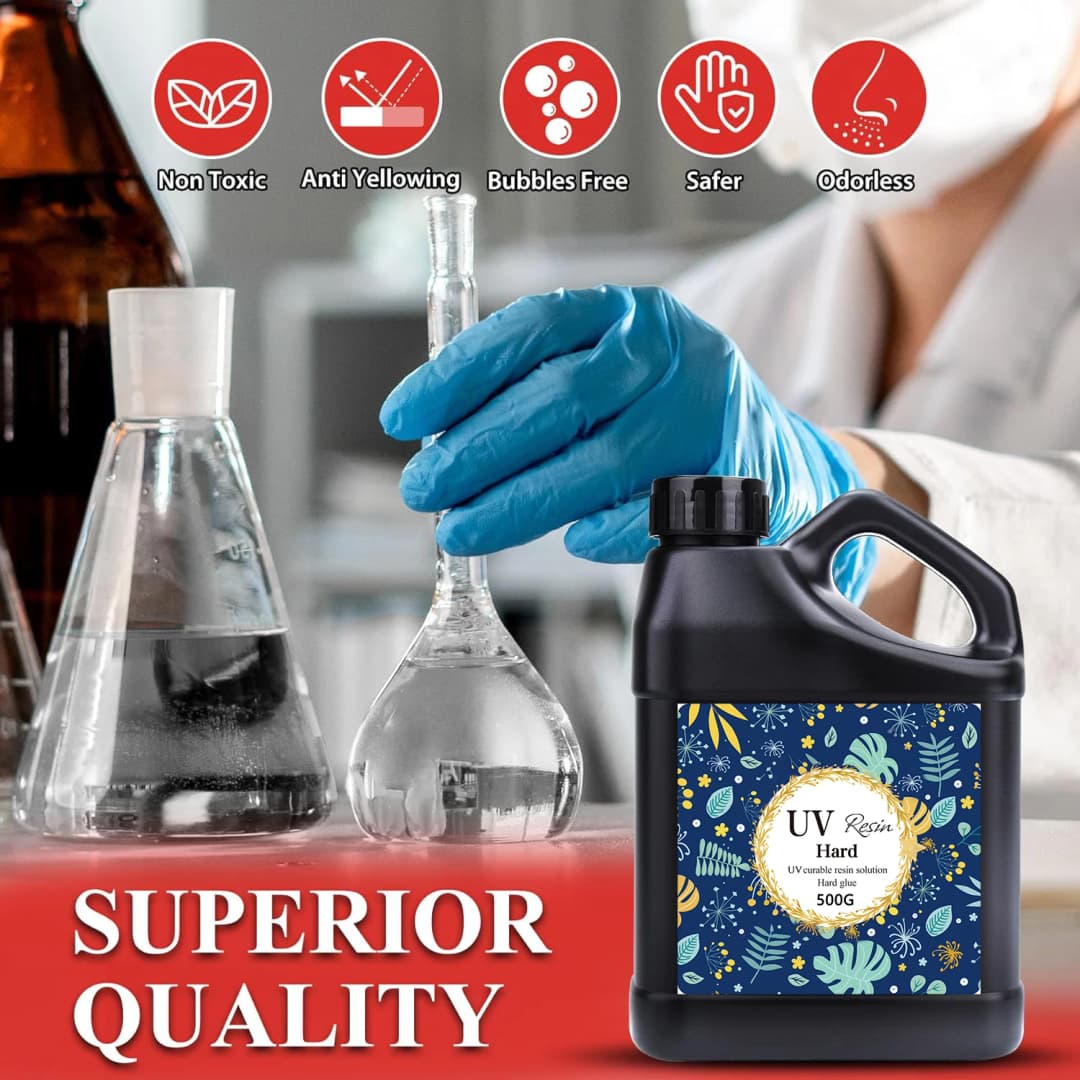 مجموعة راتنج UV مع مصباح UV - 7.05 أونصة/1.1 رطل راتنج UV شفاف، تجفيف سريع وصلب لصناعة المجوهرات اليدوية - 3
