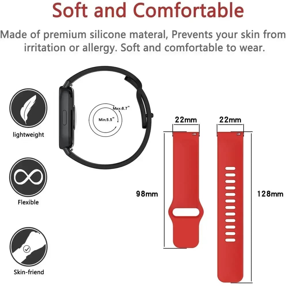 22mm Silicone Band For Realme Watch 5 Smartwatch Sport Bracelet Correa For Realme Watch S2/Realme S 2 2 Pro 3 3 Pro Wristband - 5