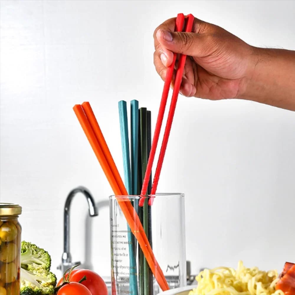 5 Pairs Silicone Chopsticks Set Japanese Non-slip Chopsticks Noodle Sushi Food Chop Stick Kitchen Tableware Set Gift Dinnerware - 3