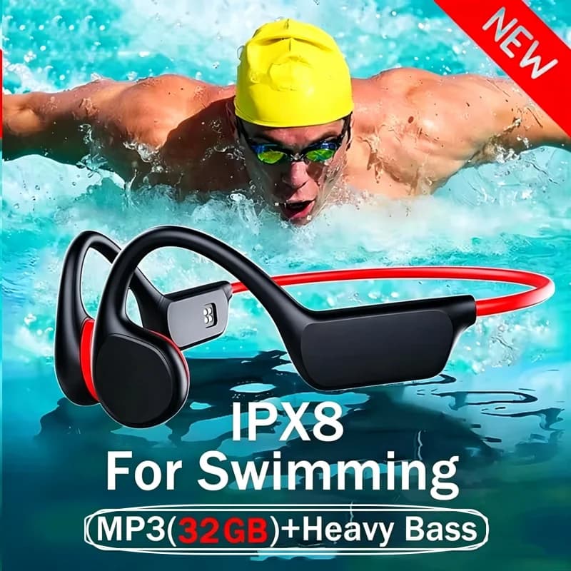 New Wireless Swimming Headphone Bone Conduction Headset IPX8 Bluetooth 5.4 With Microphone Waterproof Exercise Fitness 2026