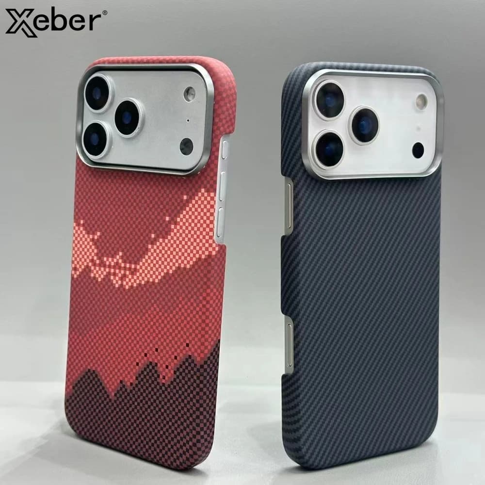 غطاء رقيق من ألياف الكربون لماج سيف، مناسب لهواتف iPhone 14 و15 و16 و17 Pro Max، غطاء صلب مقاوم للصدمات مع شحن لاسلكي