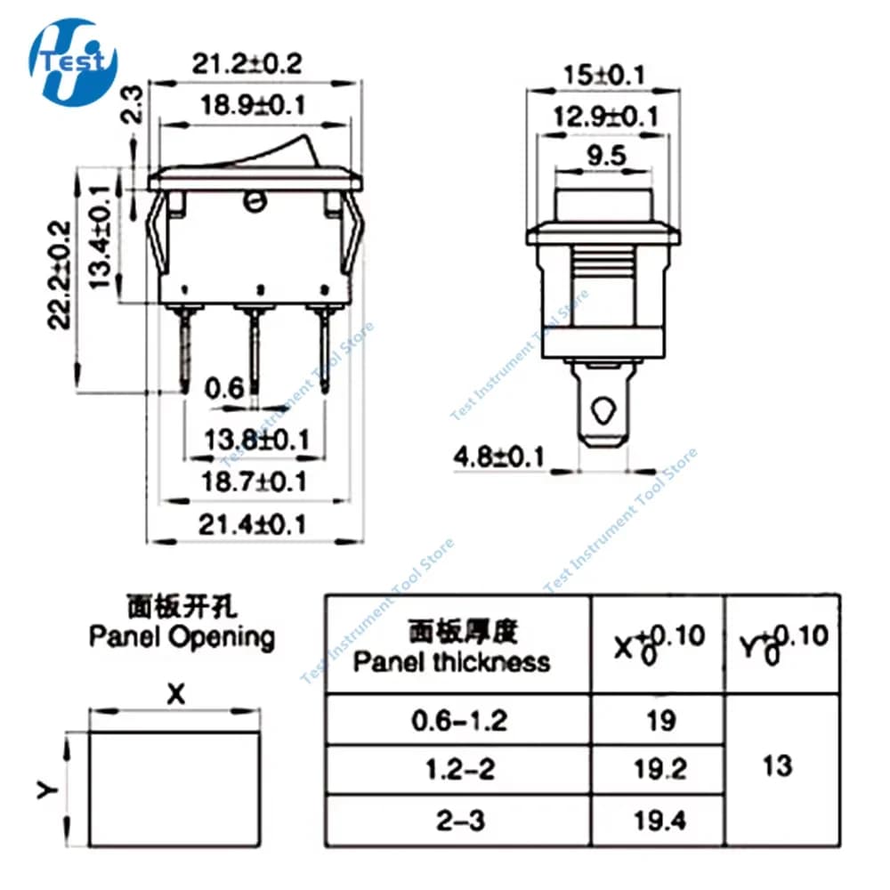 مفتاح روكر KCD1 للسيارة والقارب 6A/10A 250V/125V تيار متردد تشغيل/إيقاف مع إضاءة LED 220V - 6