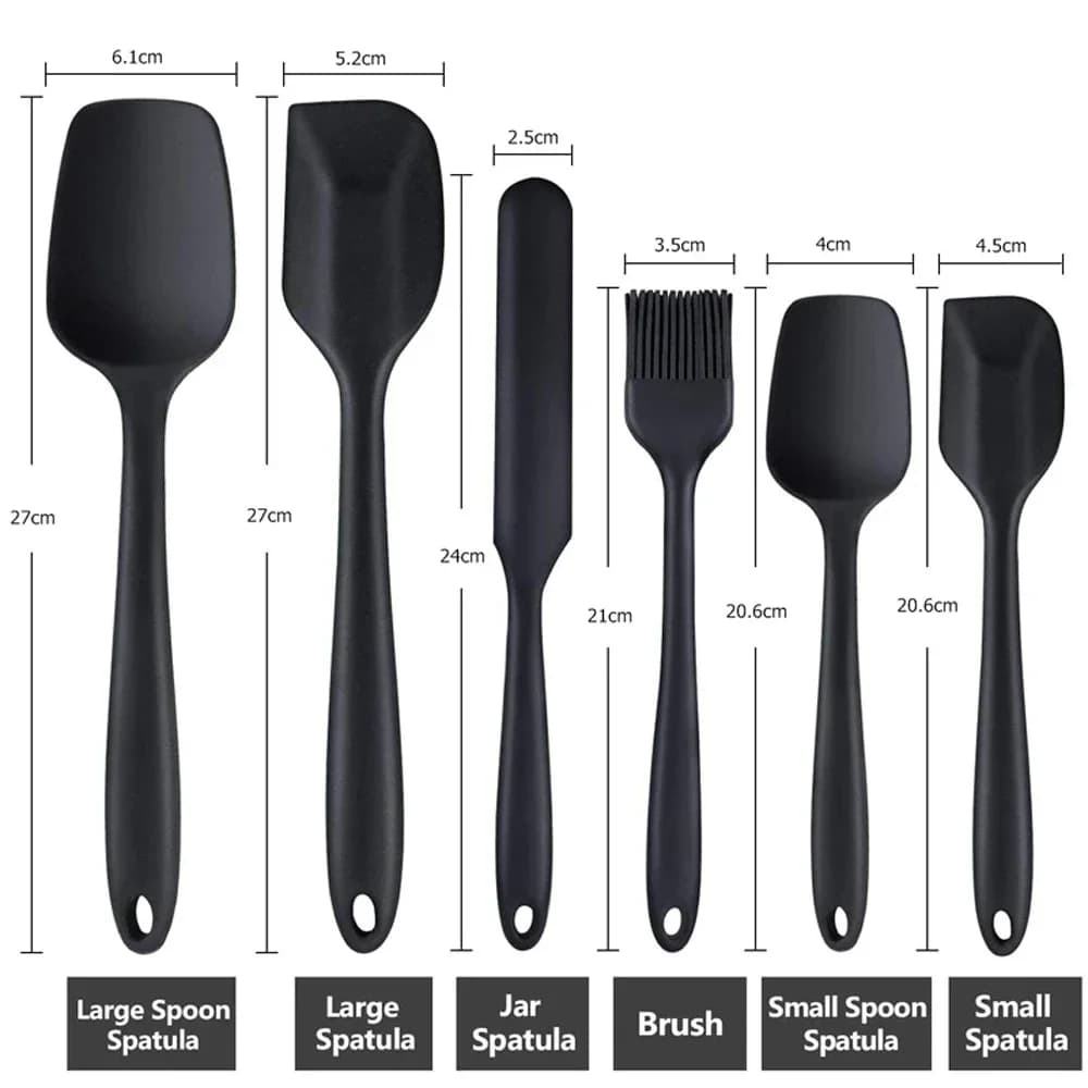 6Pcs Silicone Spatula Set Food Grade Non Stick Heat Resistant Spatulas Turner for Cooking Baking Mixing Baking Tools - 6