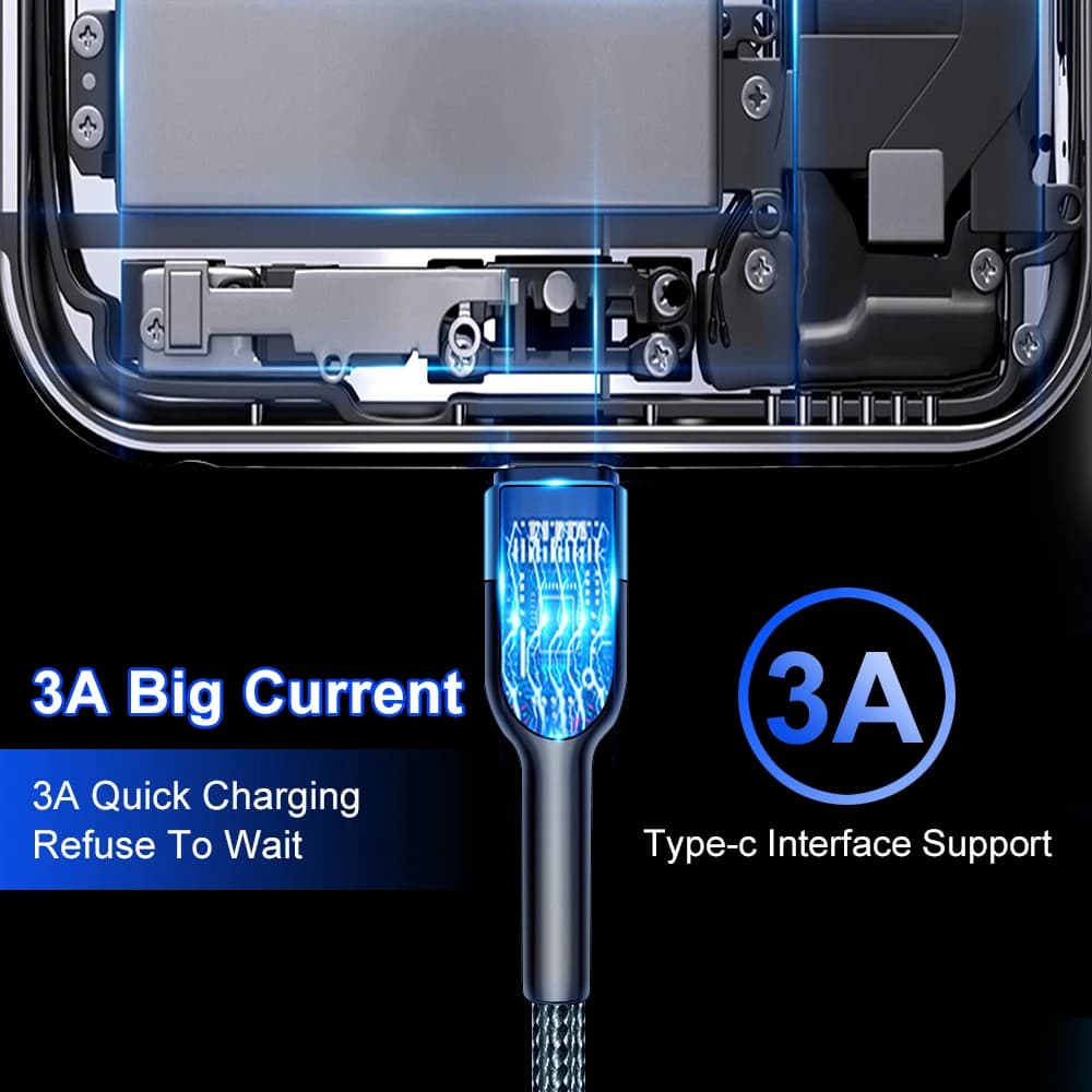 5A USB to Type C Charging Cable Fast Charger Nylon Data Cable For Iphone Xiaomi Huawei Samsung Oppo POCO Type C Charging Cable - 4