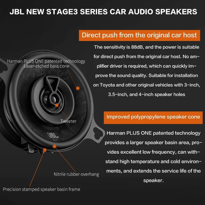 JBL Car Audio Speaker 3.5-Inch Coaxial Speaker, Tweeter and Midrange Stage 3, JBL Official Genuine Stereo Speaker 3.5-Inch GX328 - 2