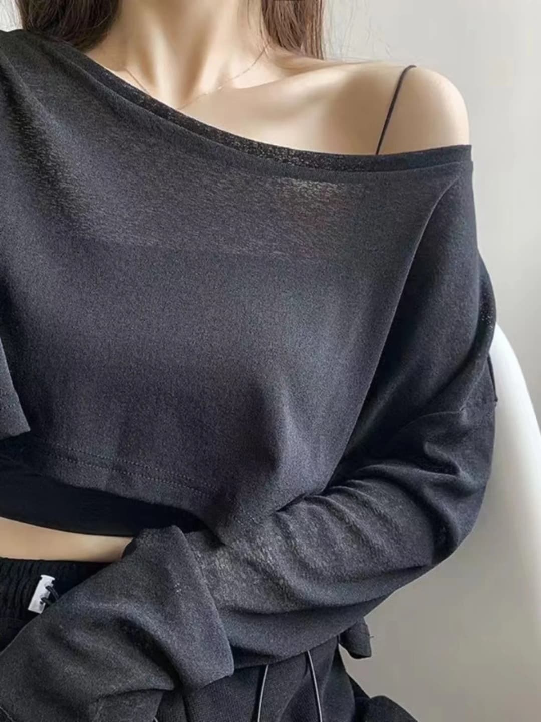 Loose Short Sleeveless Jazz Dance T-shirt Women's Hiphop Street Style Sun Protection Long Sleeve Top Thin Wide Leg Pants - 2