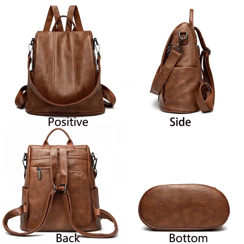 NEW Anti theft Backpack Purses High Quality Soft Leather Female Vintage Bag School Bags Travel Bagpack Ladies Bookbag Rucksack - 4