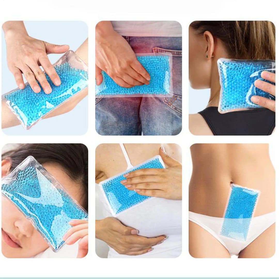 Gel Ice Packs Square Hot/Cold Gel Bead Migraine Wrap Ice Pack for Shoulder Neck Elbow Back Arm Knee Recovery Cooling Ice Wrap - 6