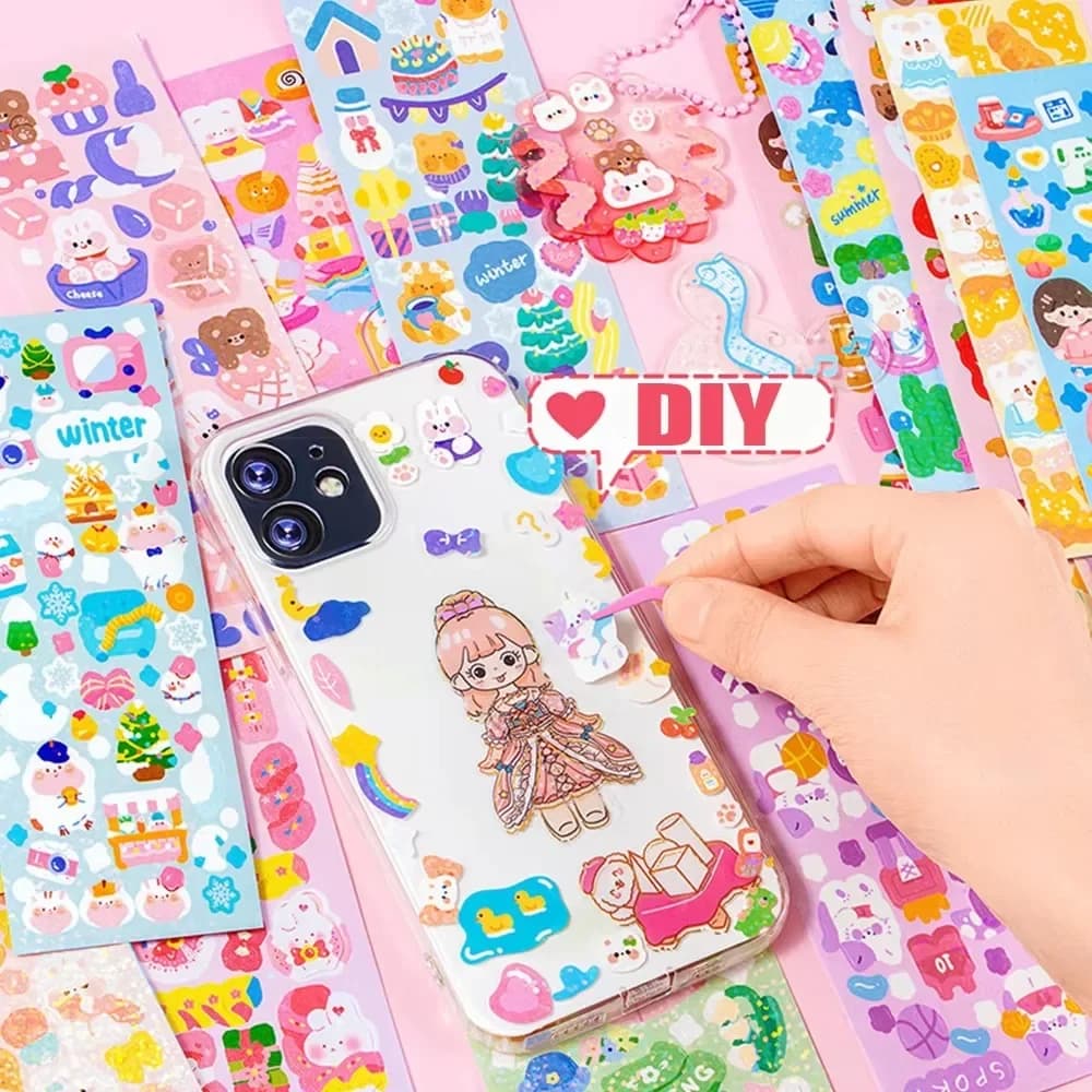 20-200 PCS Goo Card Cute Stickers Kawaii Cartoon Laser Sticker No repeat for Diary Kid DIY School Students Decoration Stationery - 4