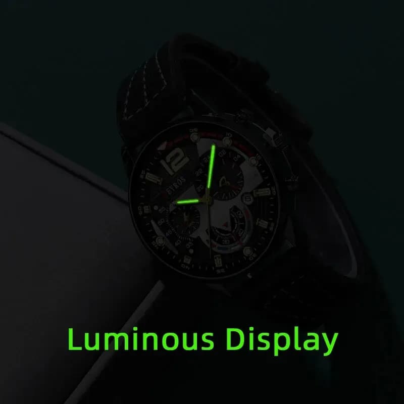 3PCS Set Fashion Mens Watches Luxury Black Leather Quartz Wristwatch Calendar Date Men Business Casual Watch Bracelet Necklace - 3