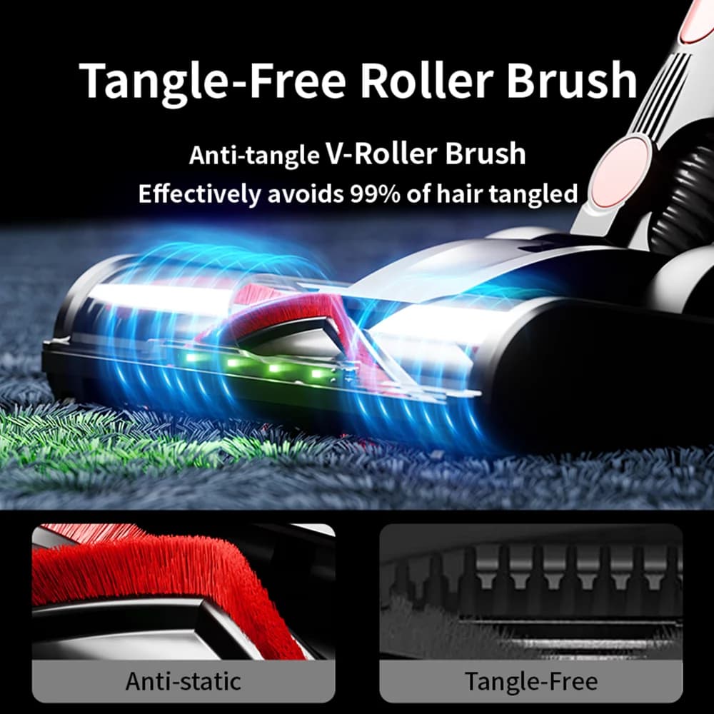 مكنسة كهربائية لاسلكية COTIAR V22 650 واط، قوة شفط 55kPa، بدون فرشاة، سعة 1.2 لتر، شاشة LED للأرضيات والسجاد وشعر الحيوانات الأليفة - 5