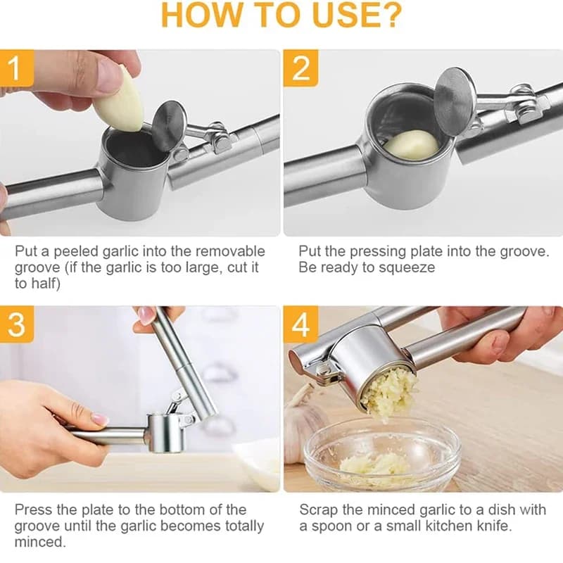 Garlic Press Mincer Stainless Steel Garlic Crusher for Kitchen, Detachable, Extended Edition 7inch, Rust Proof, Kitchen Gadgets - 4