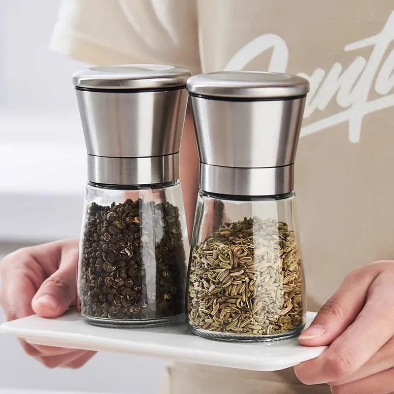 180/200ML Pepper Grinder Stainless Steel Glass Spice Bottle Salt Pepper Mill Manual Spice Grinder Mill Household Kitchen Gadgets - 3