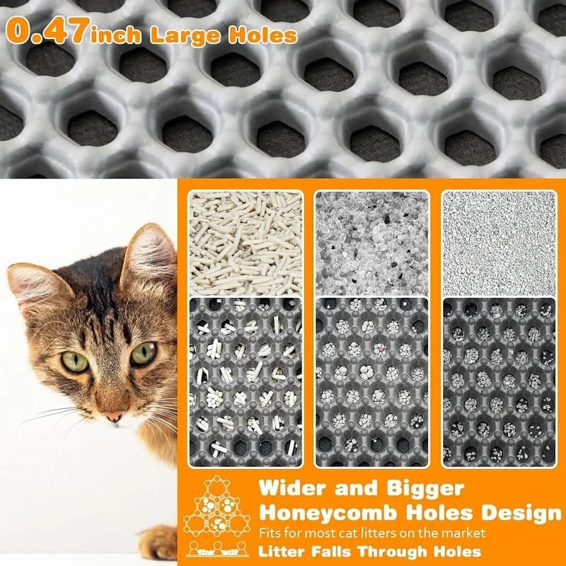 Cat Litter Mat Heavy Duty Waterproof 2 Layer Non Slip Washable Pet Floor Protector Litter Box Sand Stopper Pet Product - 5