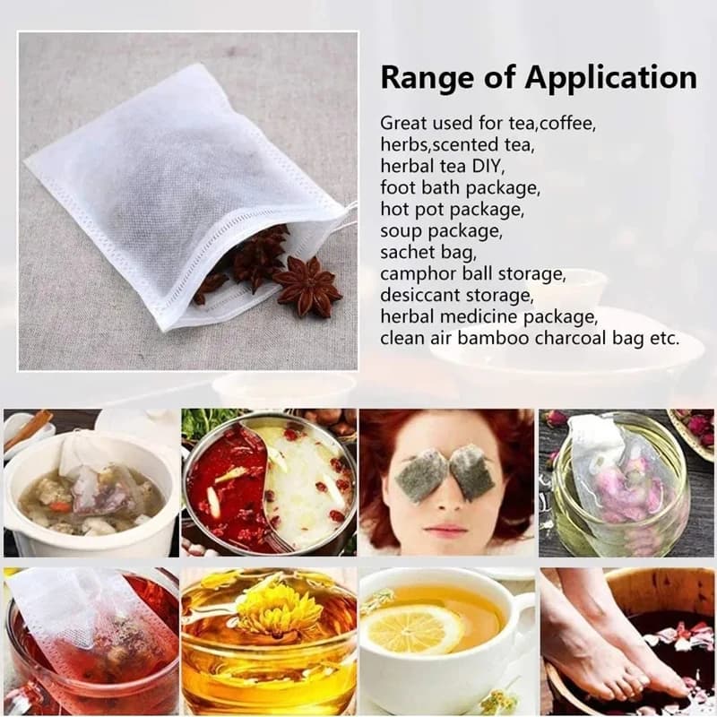 Disposable Teabags Non-woven Fabric Tea Filter Bags for Coffee Spice Tea Bag with Empty Tea Bags With Strings Nylon Filter Bag - 3