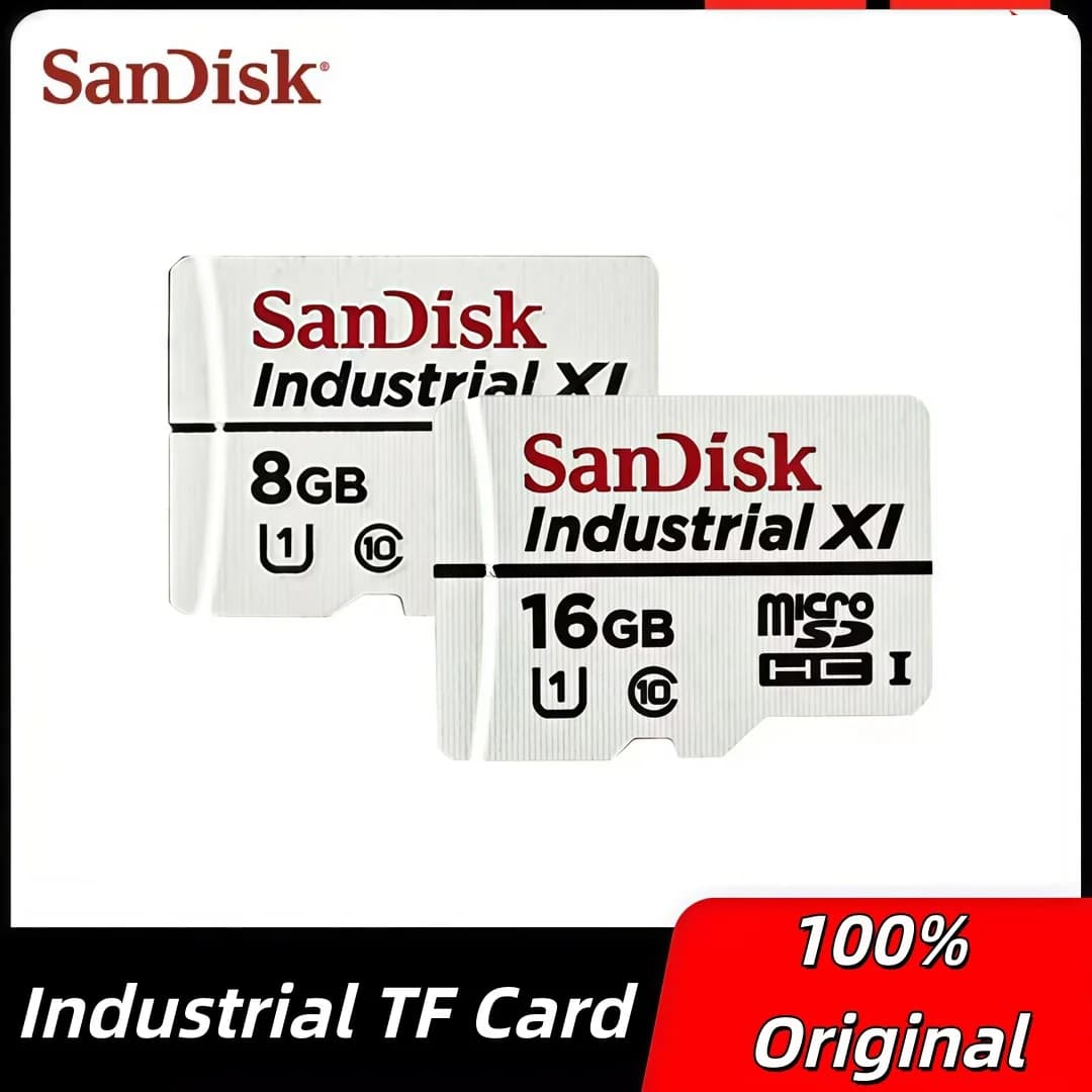 بطاقة ذاكرة SanDisk الأصلية من الفئة الصناعية، سعة 8 جيجا بايت/16 جيجا بايت، C10 U1، بطاقة TF/Micro SD، نطاق درجة حرارة واسع