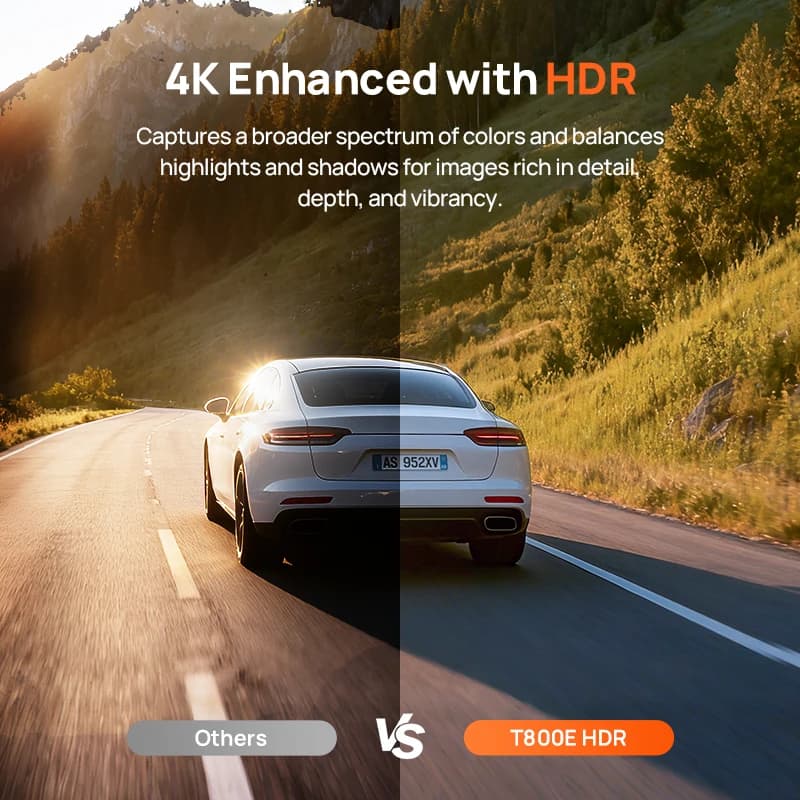 70mai 4K T800E كاميرا سيارة بثلاث قنوات أمامية وخلفية وداخلية 3 في 1 مع التحكم الصوتي ودعم موقف السيارة لمدة 24 ساعة ومكثف فائق وGPS 4K - 2