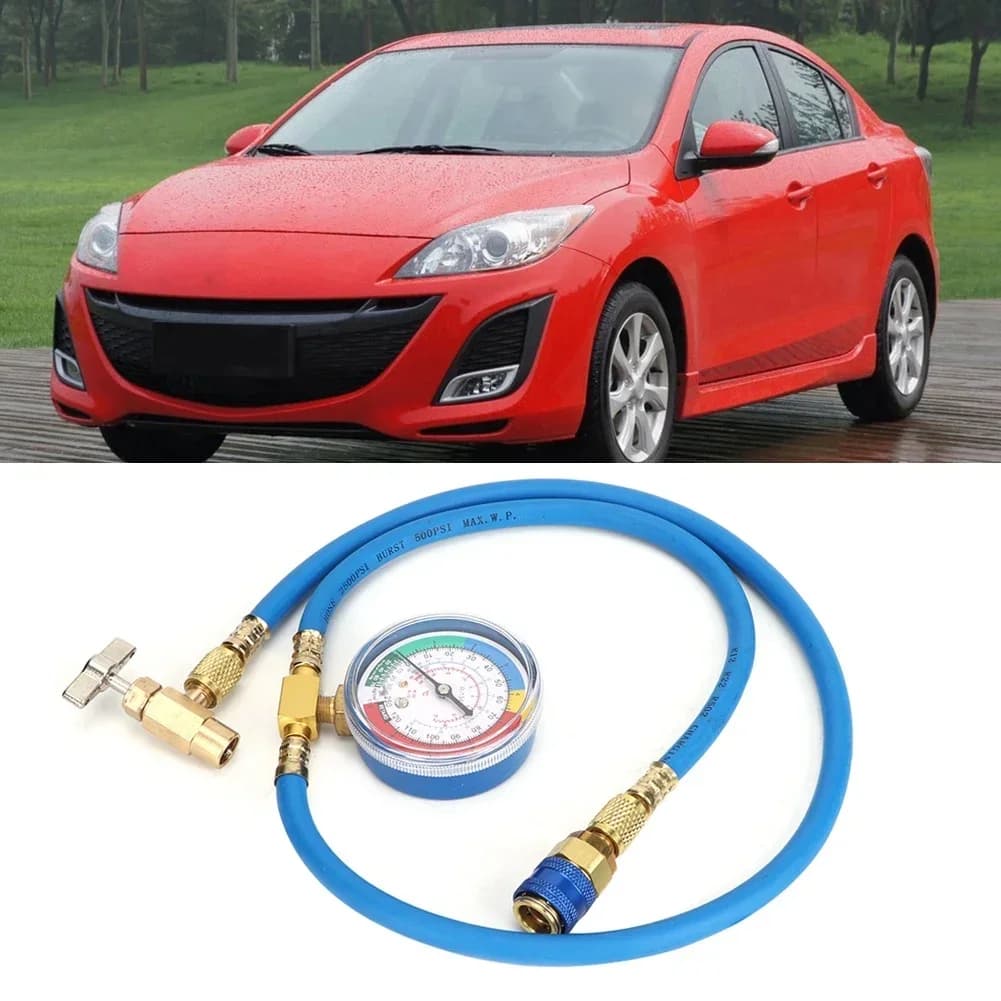 Refrigerant Charging Hose R134A with Gauge Automotive AC Refill Kit Compatible Gas Pressure Measuring Tool for Car Air Repair - 3