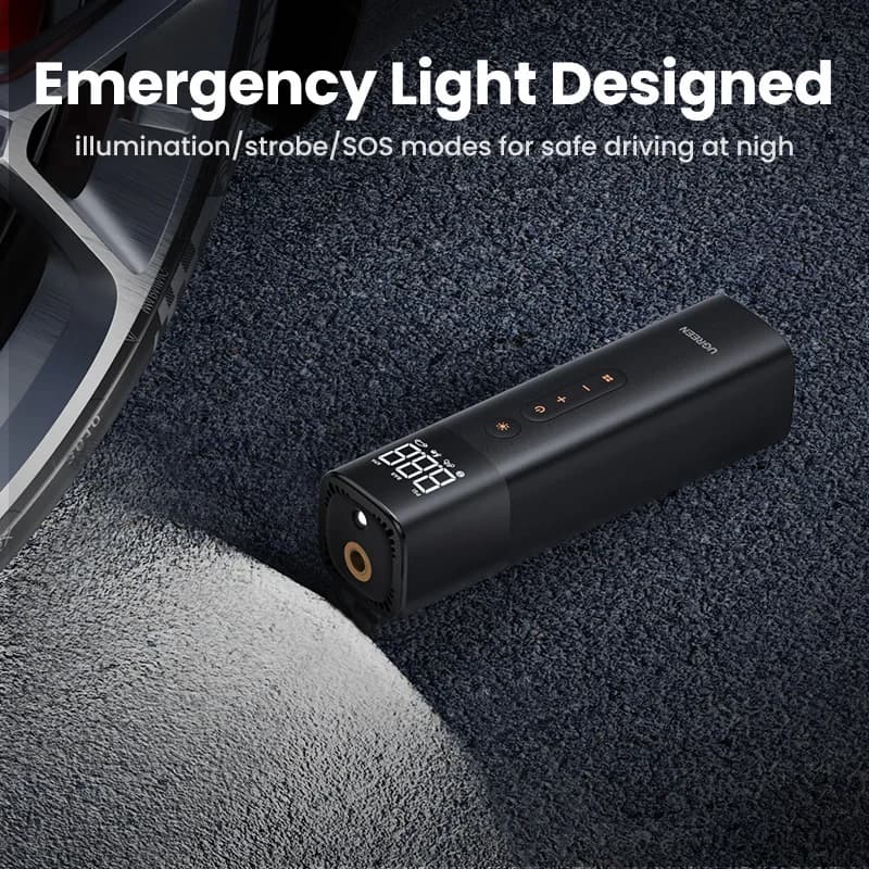 مضخة هواء UGREEN للسيارة ضاغط هواء محمول للسيارات والدراجات النارية والدراجات الهوائية منفاخ إطارات كهربائي مع شاشة LCD رقمية - 6