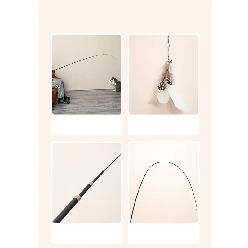 Extra Long 1.8m Telescopic Cat Stick Extended Fishing Rod Feather Cat Toy for Scratching And Boredom Relief - 3