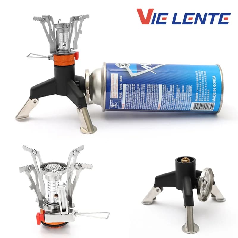 موقد غاز صغير قابل للطي خفيف الوزن من سبيكة للأنشطة الخارجية، مثالي للتخييم والنزهات، مع فرن غاز محمول للطهي في الهواء الطلق