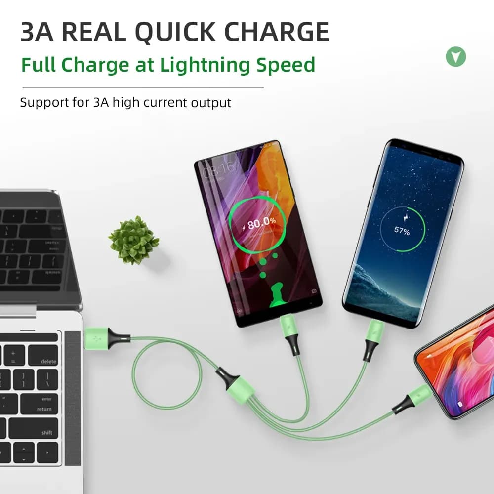 كابل شحن 3 في 1 نوع C/Micro b/iPhone Macarone للاستخدام مع iPhone وHuawei وSamsung والهواتف الذكية - 5