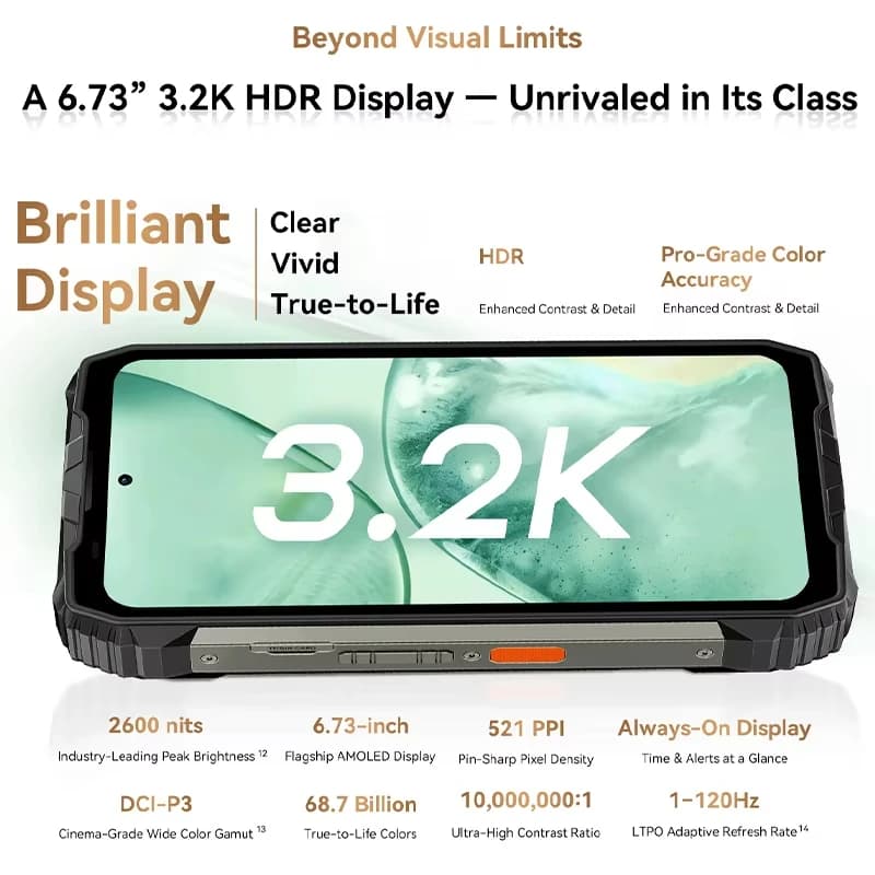 2025 Blackview XPLORE 2 Rugged Phone 6.73” 3.2K AMOLED Display Telephone Portabl 12GB+1TB 20000mAh Smartphone 5G Android 15 NFC - 4