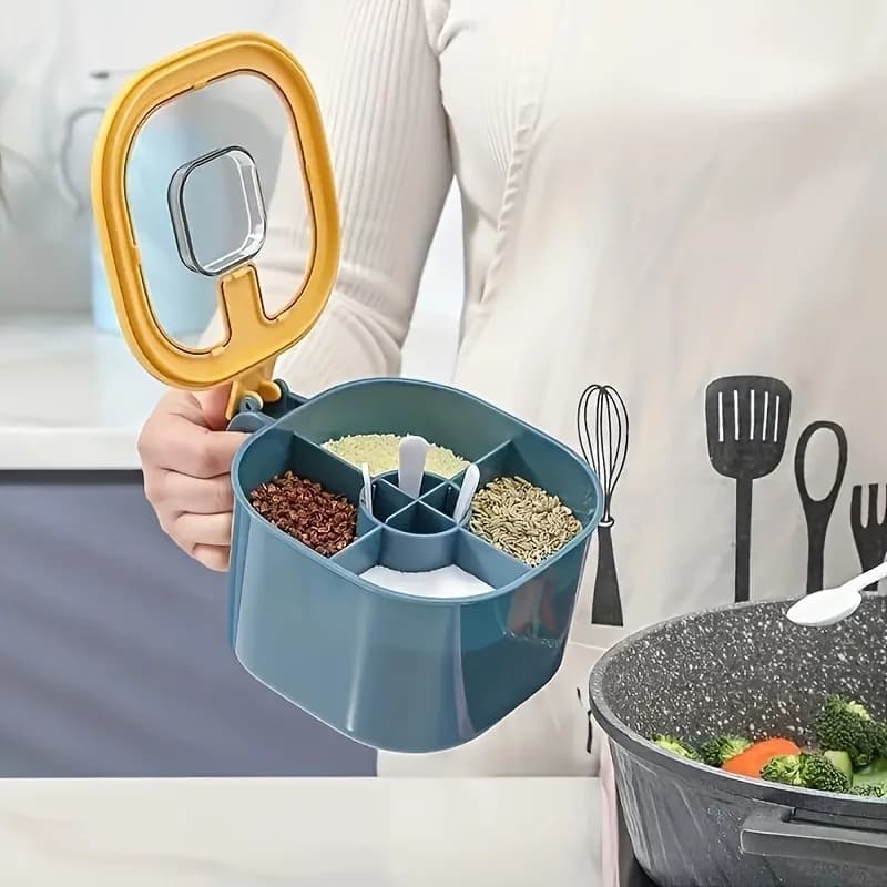 A 4-In-1 Large Capacity Seasoning Box with a Lid And Spoons Comes with Four Spoons for in The Home Kitchen for Salt Containers - 2