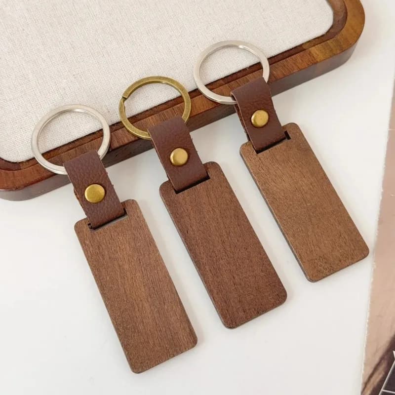 DIY Blank Keychain Wooden PU Leather Strap Keyrings Souvenir Car Pendant Handmade Keyring Jewelry Making Crafts Souvenir Gifts - 4
