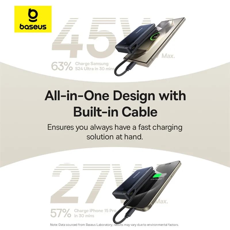 Baseus Qi2 45W Power Bank 10000mah With Kickstand For MagSafe 15W Magnetic Wireless Charging Powerbank for iPhone 17 16 Samsung - 3