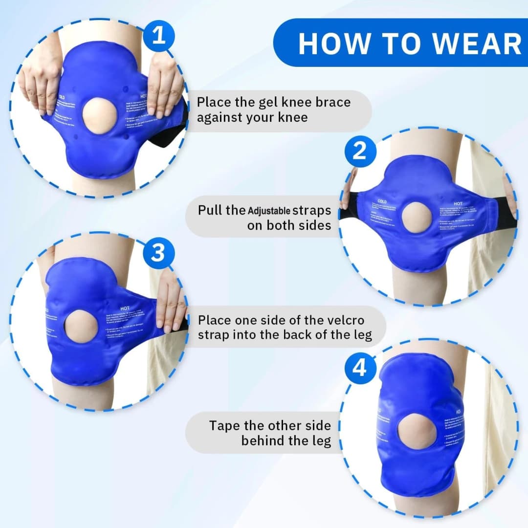 Knee Ice Pack for Injurie Gel Reusable Hot Cold Compress Compression Wraps for Sprains Swelling Cooling Knee Brace for Women Men - 5