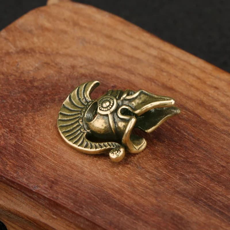 أداة EDC خارجية، نحاس، خوذة محارب روماني، سكين، خرز، قلادة حبل، سوار منسوج يدويًا - 5