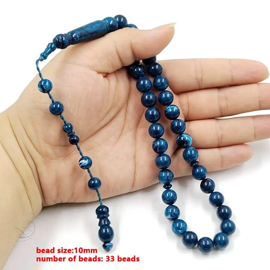 تسبيح أزرق باكليت سوار رجالي مسلم 33 سبحة صلاة مسبحة عصرية إسلامية مسبحة رمضان إكسسوارات عربية - 6