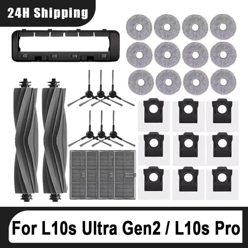 إكسسوارات استبدال لمكنسة دريم L10s Ultra Gen2 / L10s Pro Ultra، فرشاة جانبية، فلتر HEPA، ممسحة، كيس غبار