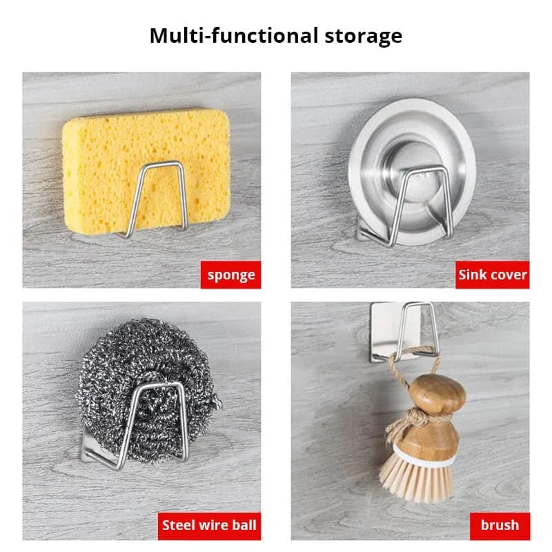 1pc Stainless Steel Sink Sponge Rack For Sponge Steel Wire Ball Draining Paste The Inner Wall Of The Sink Kitchen Supplies - 2