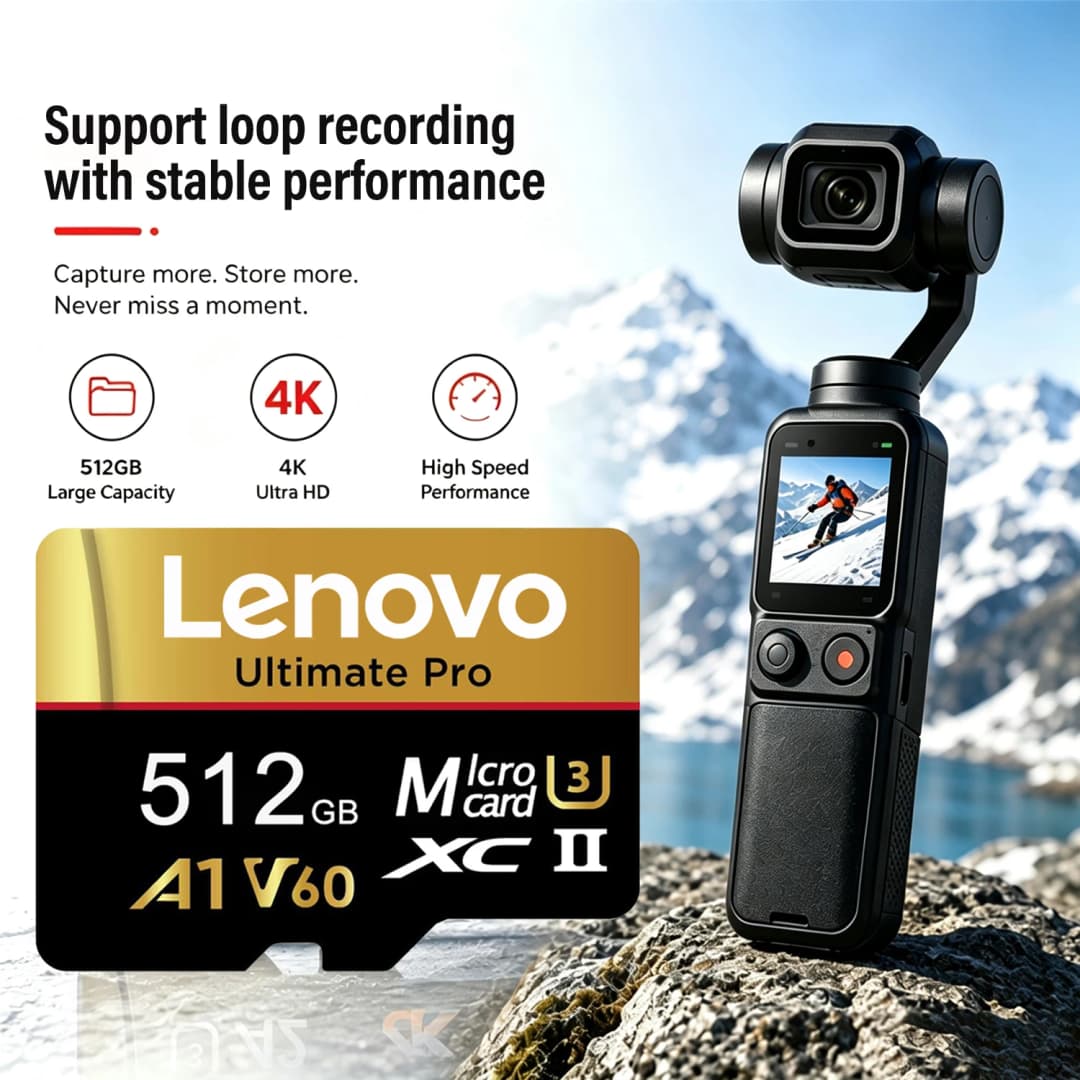 Lenovo 512GB SD Cards Micro SD Memory Card 128GB V60 U3 TF Flash Cards 64GB TF Card For Phone DJI Drone Nintendo Switch - 4