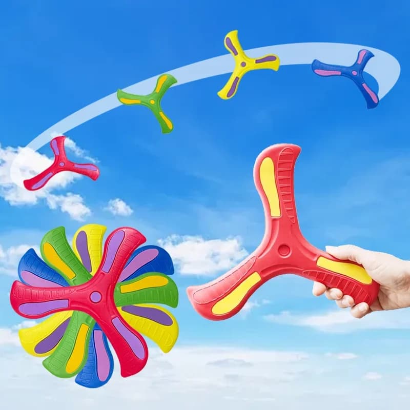 لعبة بوميرانج ثلاث أوراق متقاطعة في الهواء الطلق ألعاب القرص الطائر للبالغين والأطفال ألعاب رياضية تفاعلية للأطفال هدية الضغط - 6