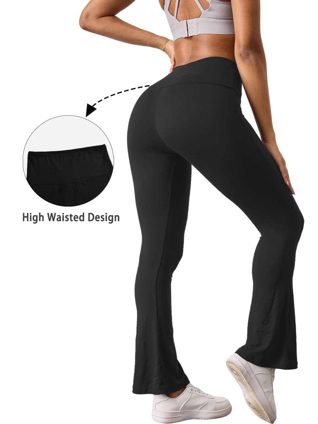 2 pack Women's Super Soft Flare Pants High Waisted Tummy Control Workout Yoga Leggings Bell Bottoms - 2