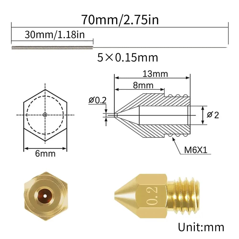 10 قطع فوهات Creality الرسمية 0.4 مم فوهات طارد MK8 مع منظف إبر لـ Ender 3/3 Pro/3 V2، Ender 5/5 Pro، CR-10 - 2