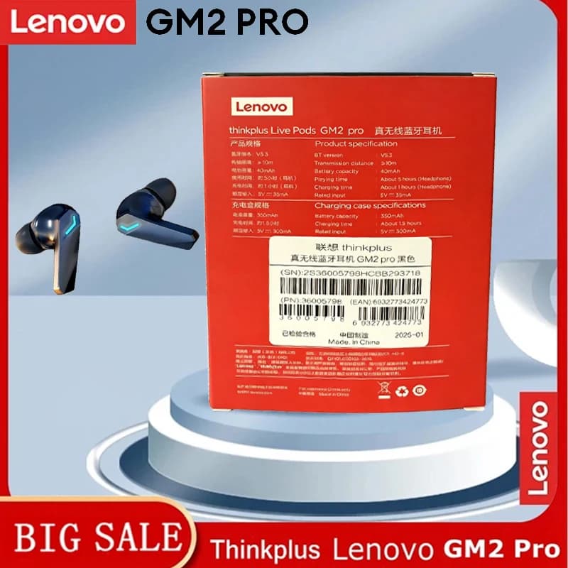 Lenovo Wireless GM2 Pro Bluetooth 5.3 Earphones Gaming Low Latency Dual Mode Music Earbuds Sports In-Ear Headset With Mic Gifts