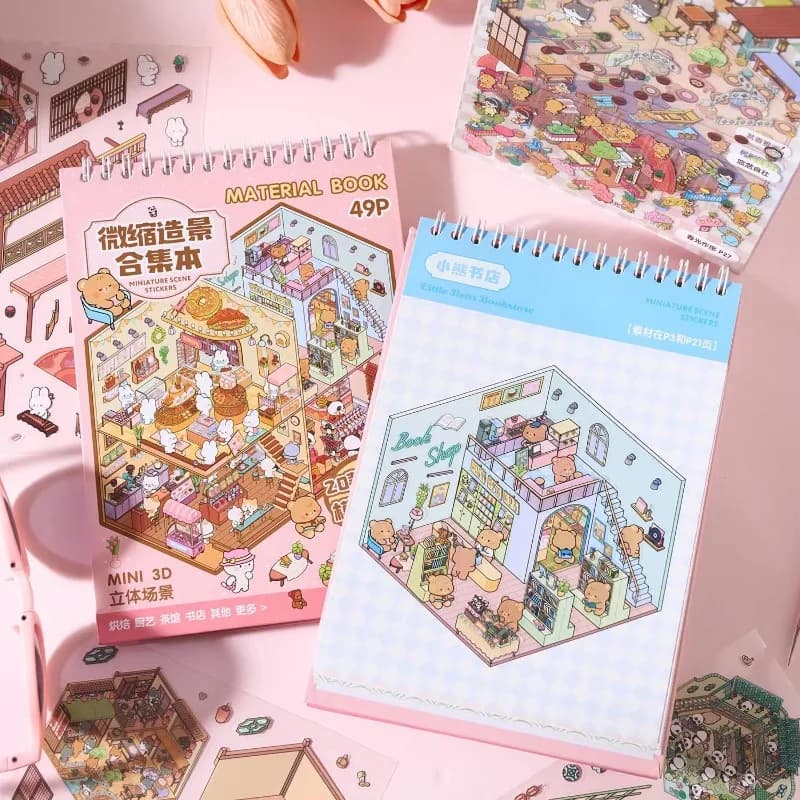 49 قطعة/الحزمة المشهد الديكور المدينة ثلاثية الأبعاد الكرتون مشهد مصغر ملصق كتاب أشعة الشمس المقصورة Diy بها بنفسك كتاب القصاصات 260 مللي متر x 165 مللي متر - 5
