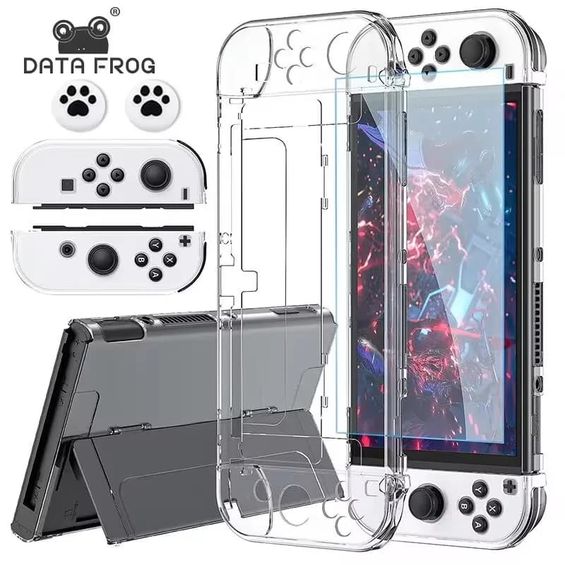 DATA FROG Crystal Protective Case Cover For Switch OLED Console Clear Hard Shell Anti-Scratch Game Console Accessories